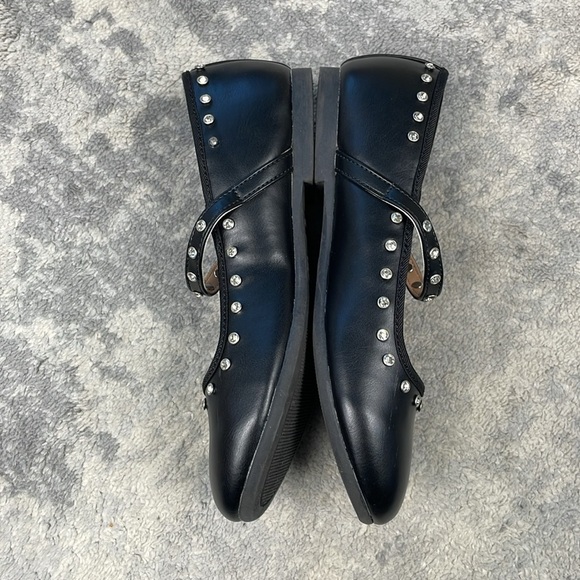 New Steve Madden JRea Crystal Embellished Mary Jane Ballet Flats Black Sz 5 Girl - Picture 11 of 15